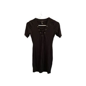 F21 black ribbed dress - XS